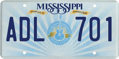 MS license plate ADL701