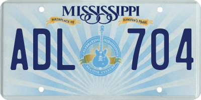 MS license plate ADL704