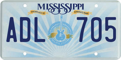 MS license plate ADL705