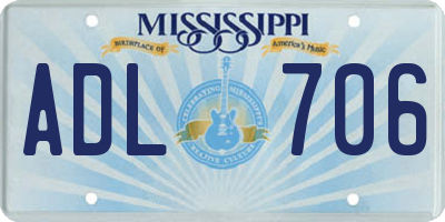 MS license plate ADL706