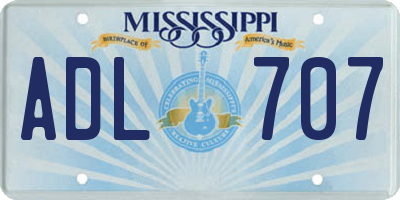 MS license plate ADL707