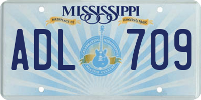 MS license plate ADL709