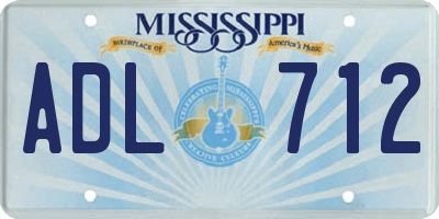MS license plate ADL712