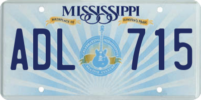 MS license plate ADL715