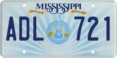 MS license plate ADL721