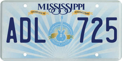 MS license plate ADL725
