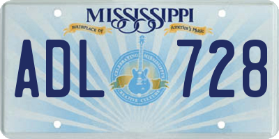 MS license plate ADL728