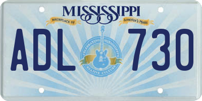 MS license plate ADL730