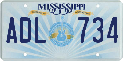 MS license plate ADL734
