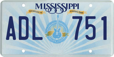 MS license plate ADL751
