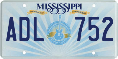 MS license plate ADL752