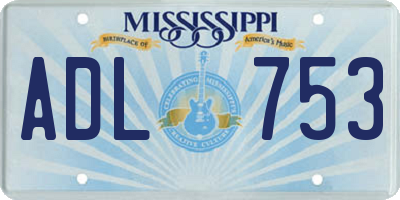 MS license plate ADL753