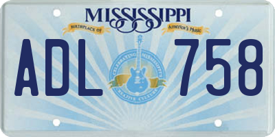 MS license plate ADL758