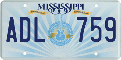 MS license plate ADL759