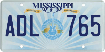 MS license plate ADL765