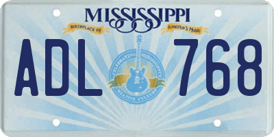 MS license plate ADL768