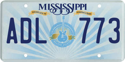 MS license plate ADL773