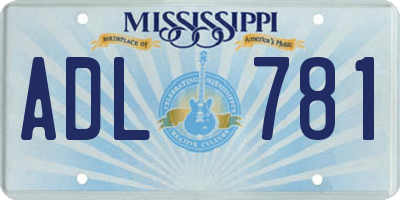 MS license plate ADL781