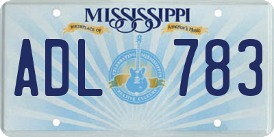 MS license plate ADL783