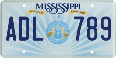MS license plate ADL789