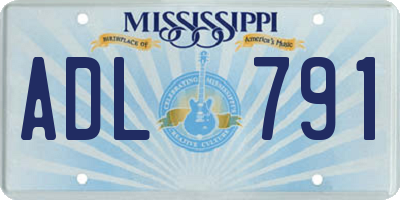 MS license plate ADL791