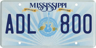 MS license plate ADL800