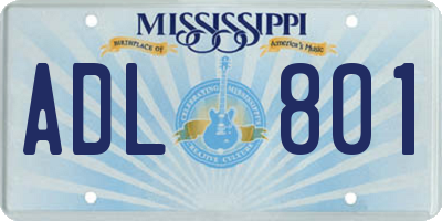 MS license plate ADL801