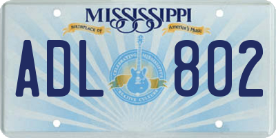 MS license plate ADL802