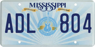 MS license plate ADL804