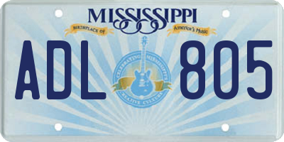 MS license plate ADL805