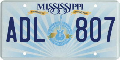MS license plate ADL807