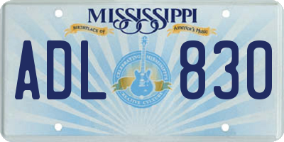 MS license plate ADL830