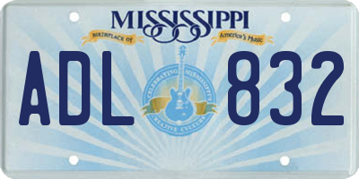 MS license plate ADL832