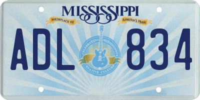 MS license plate ADL834
