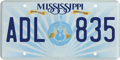 MS license plate ADL835