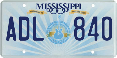 MS license plate ADL840