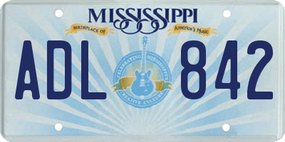 MS license plate ADL842
