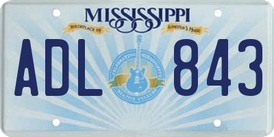 MS license plate ADL843