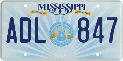 MS license plate ADL847