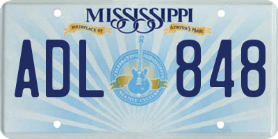 MS license plate ADL848
