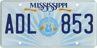 MS license plate ADL853
