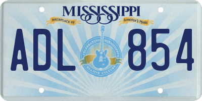 MS license plate ADL854