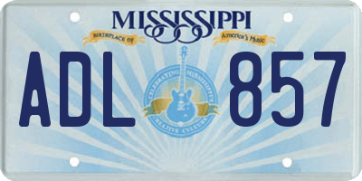 MS license plate ADL857