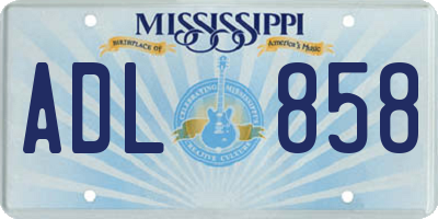 MS license plate ADL858