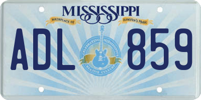 MS license plate ADL859