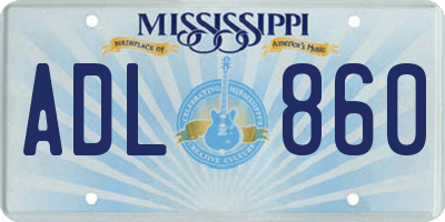 MS license plate ADL860