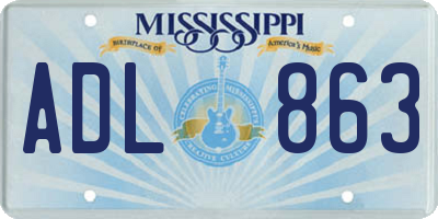 MS license plate ADL863