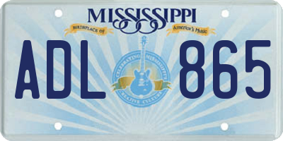 MS license plate ADL865