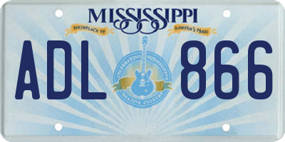 MS license plate ADL866