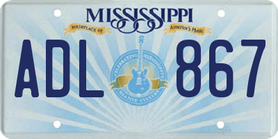 MS license plate ADL867